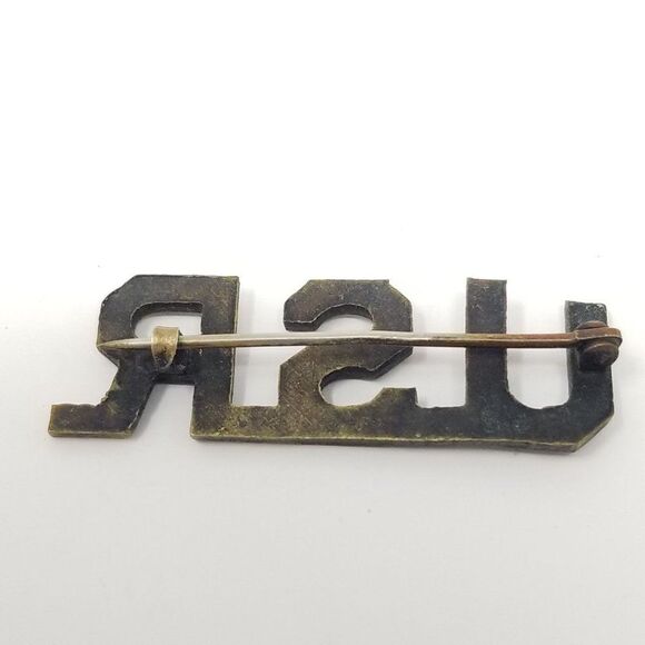 Vintage U.S.R. Silver Tone Lapel Pin, Tarnished, Brooch, Estate, Military - Picture 4 of 5